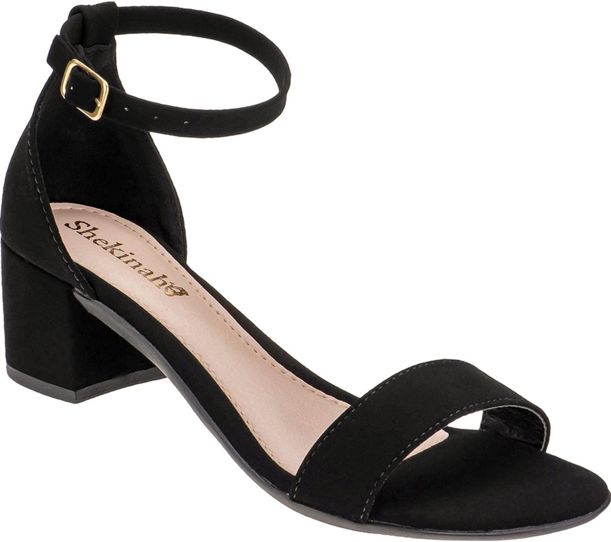 Sandália Feminina Salto Baixo Grosso Shekinah Festa Saltinho Bloco Social Clássico