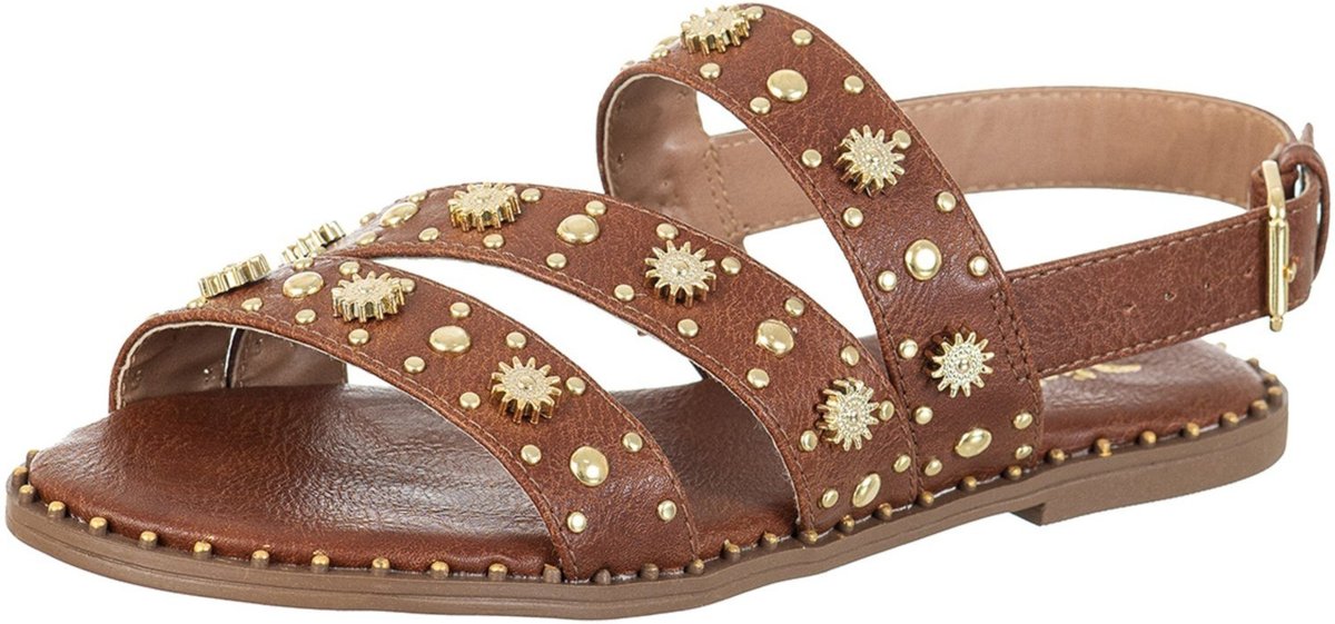 Sandália Feminina Rasteirinha Via Birigui Com Spikes e Enfeites