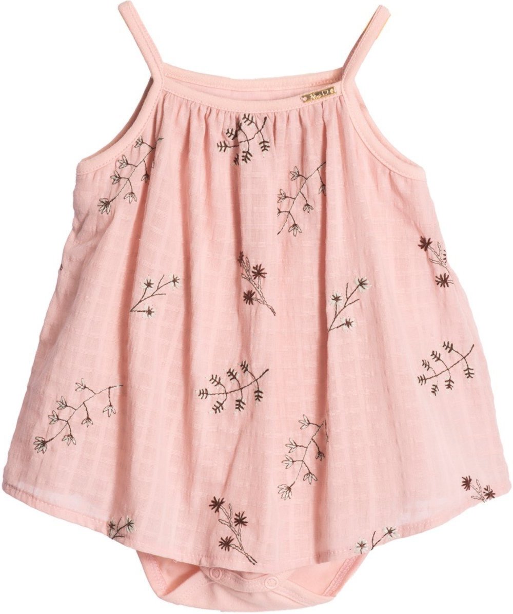 Infantil - Body vestido sem manga com flores bordadas