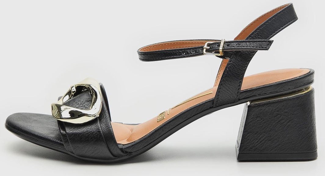 Sandália Feminina Vizzano Salto Bloco Metal Preta