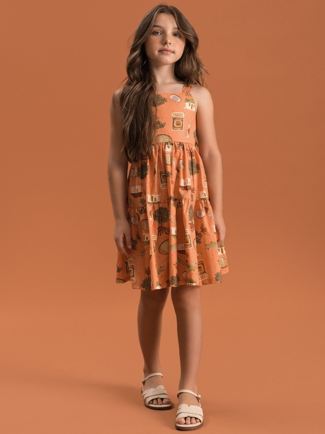 Imagem principal Infantil - Vestido Bugbee em Tricoline Digital c/ Abertura nas Costas estampado Bugbee estampado