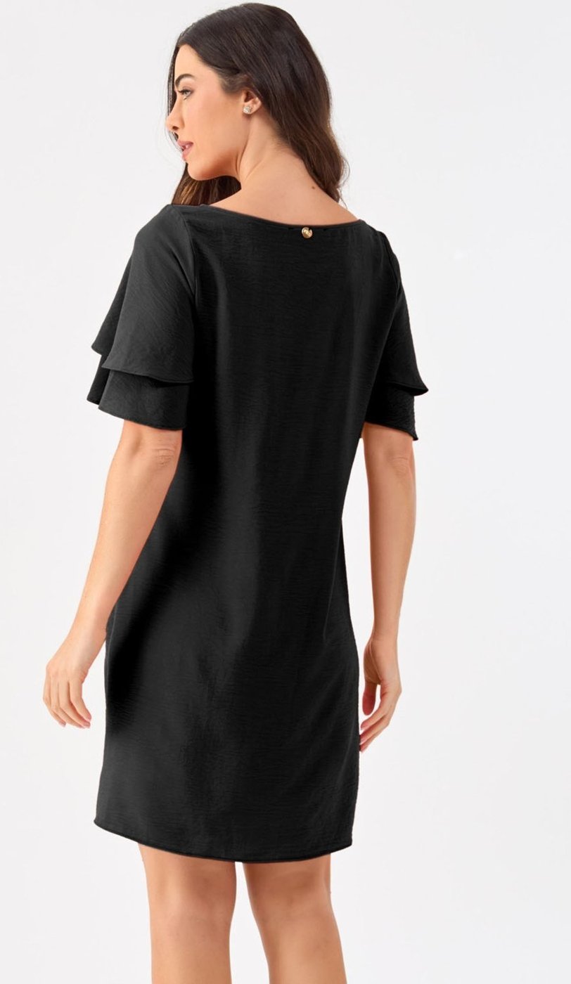 Vestido Curto PKS Manga Dupla