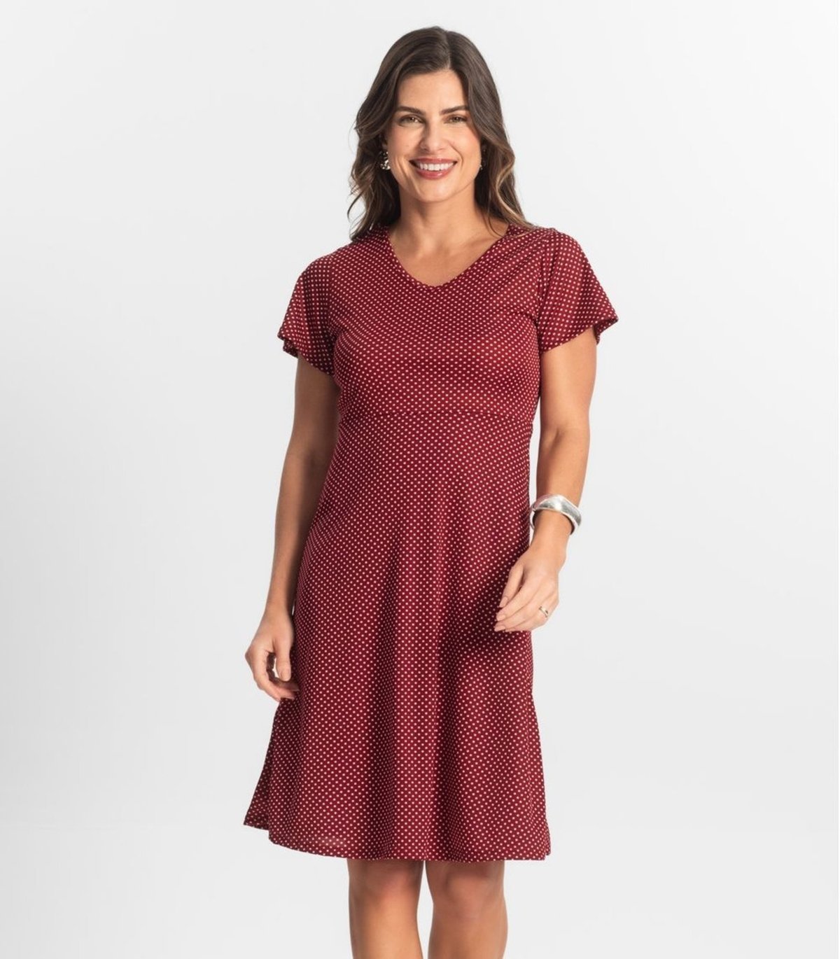 Imagem principal Vestido Feminino Evasê Estampado Select vermelho Select vermelho