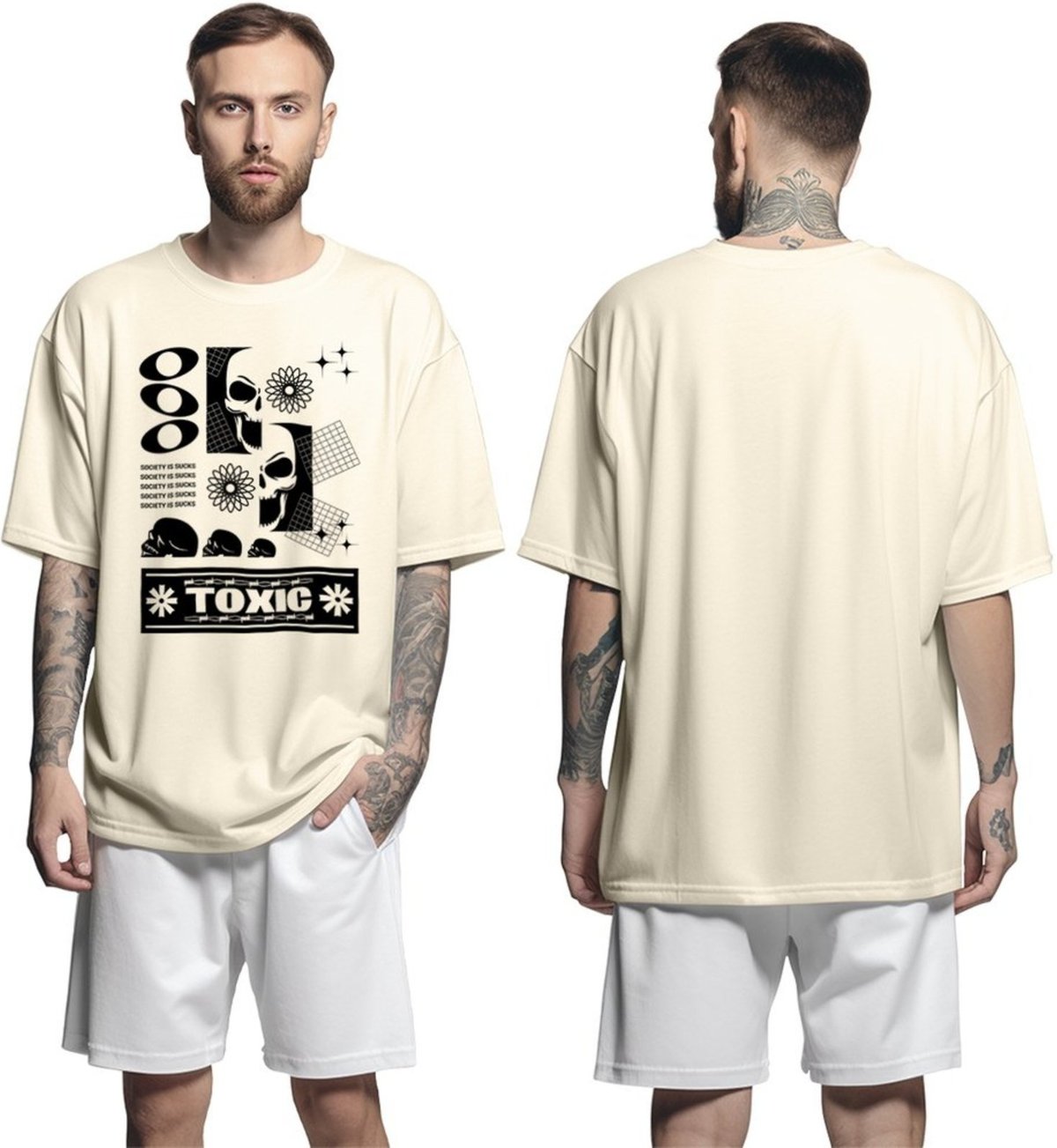 Imagem principal Camiseta Oversized Streetwear Genuine Grit Masculina Larga 100% Algodão 30.1 Toxic P bege Genuine bege