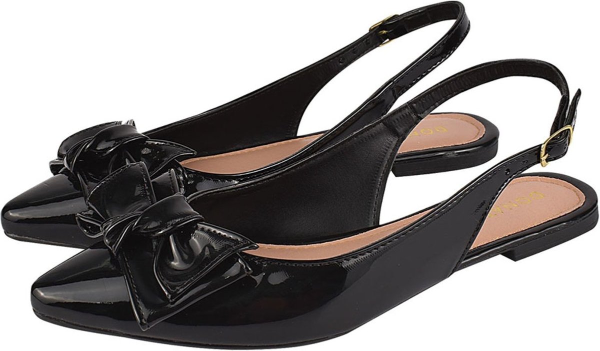 Sapatilha Feminina Bico Fino Mule Slingback CM Calçados Laço Verniz