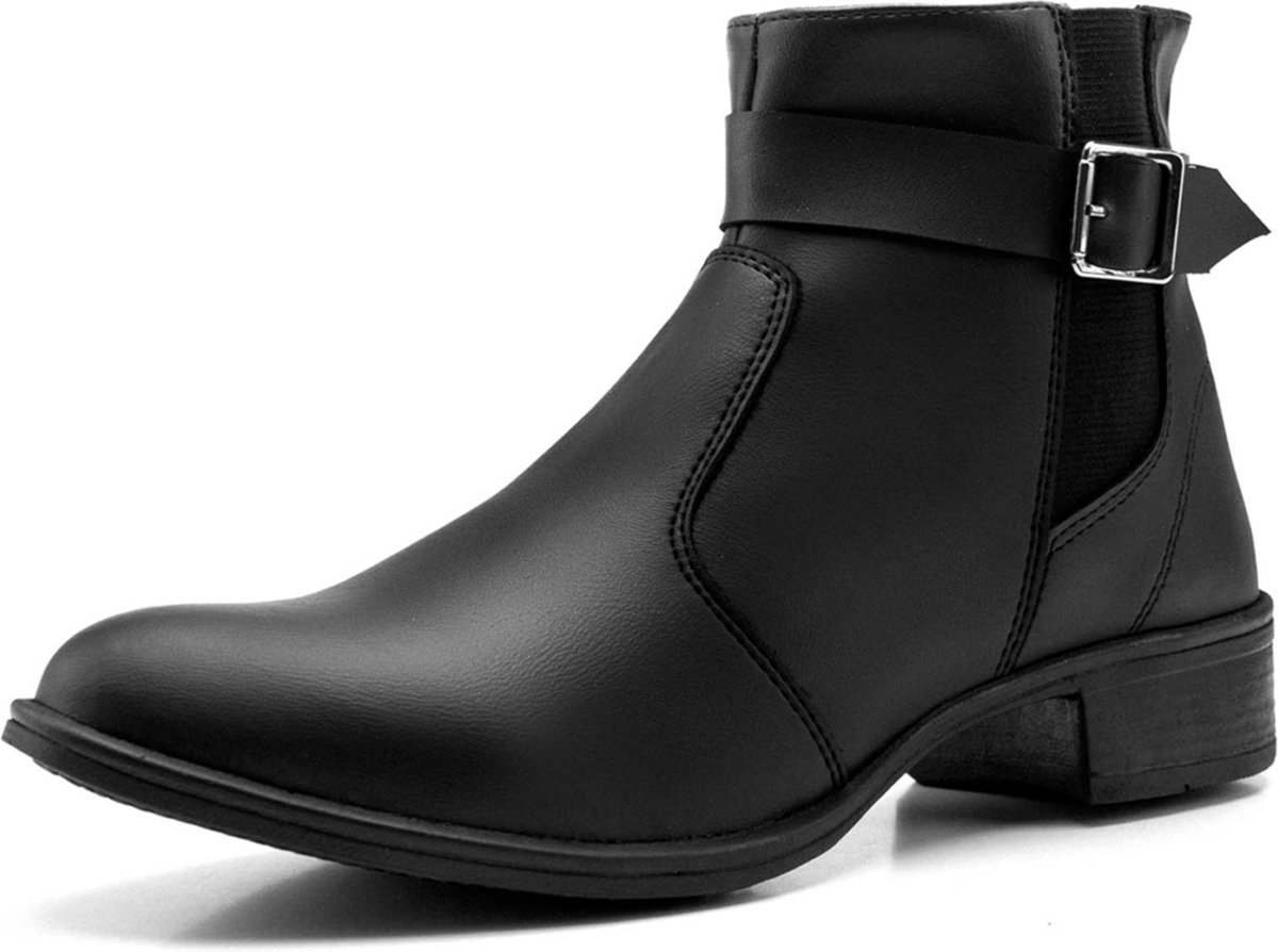 Bota Feminina Épico Cano Curto Salto Baixo Lisa Confortável Moda Preta
