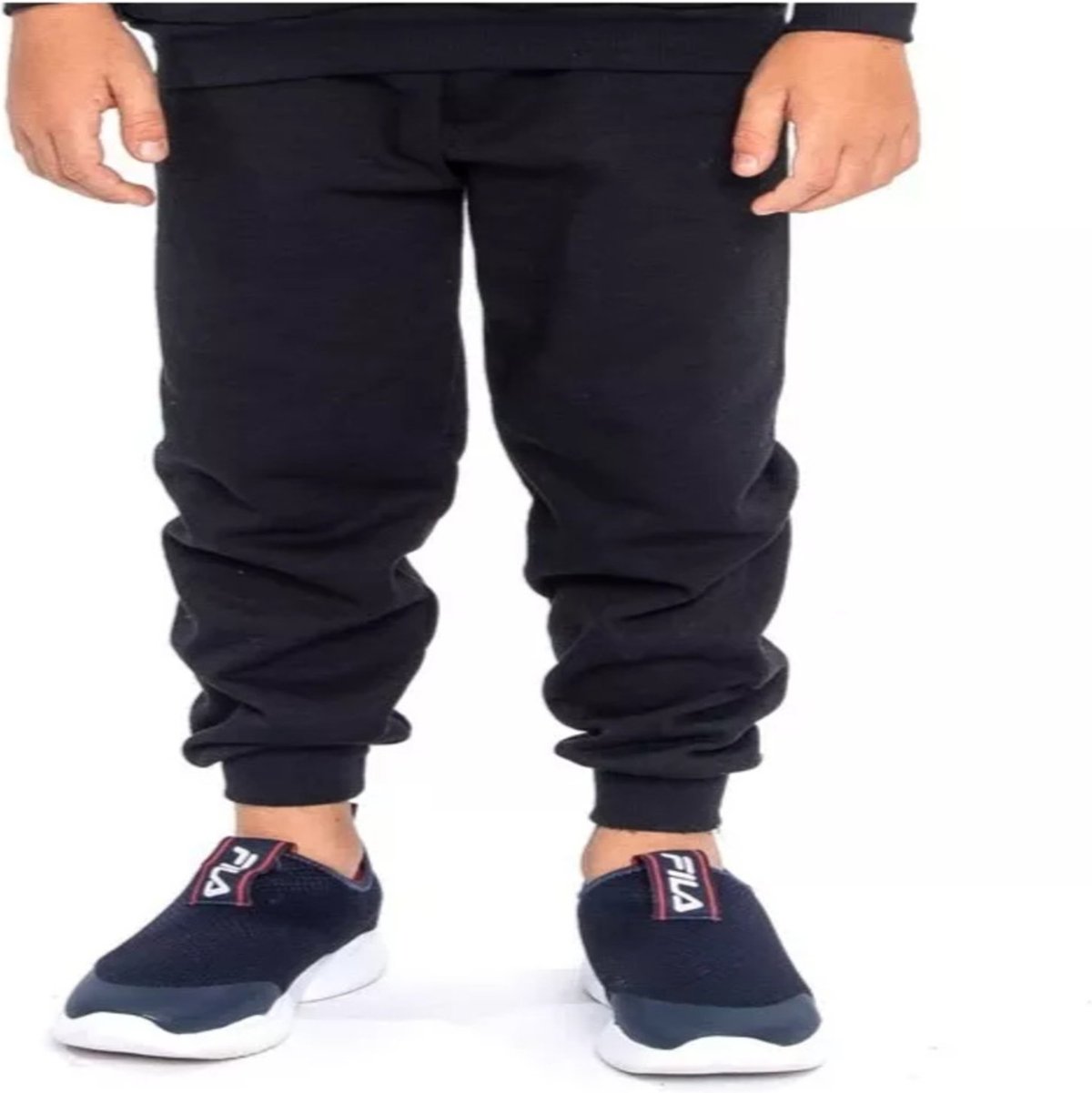 Infantil - Calça Moletom Menino Lisa Flanelada Preta