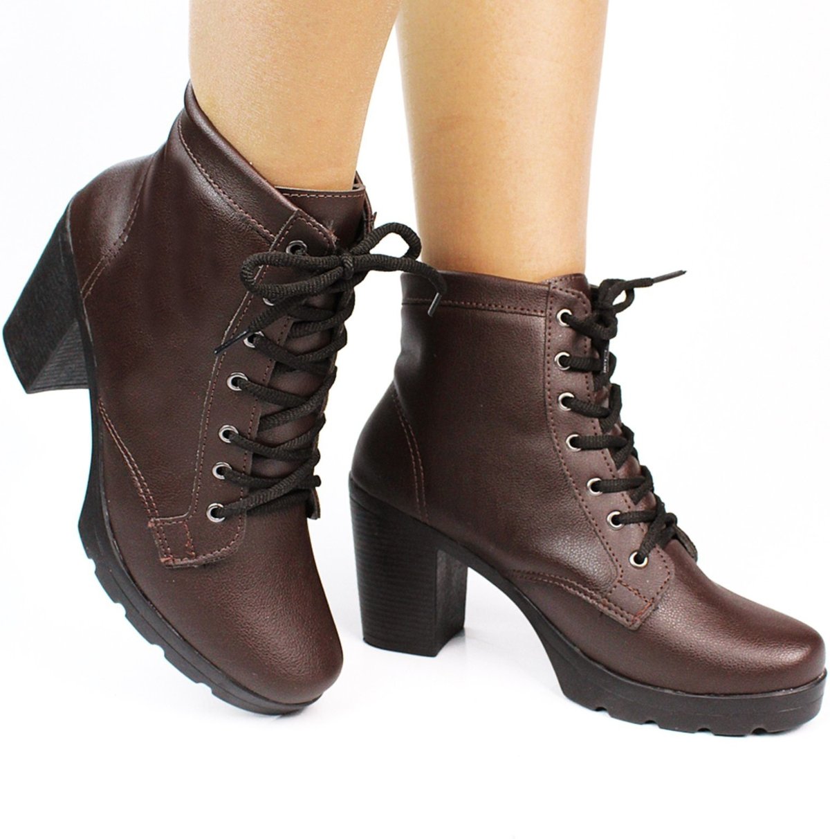 Bota Coturno Feminino Donatella Shoes Salto Alto Cano Médio