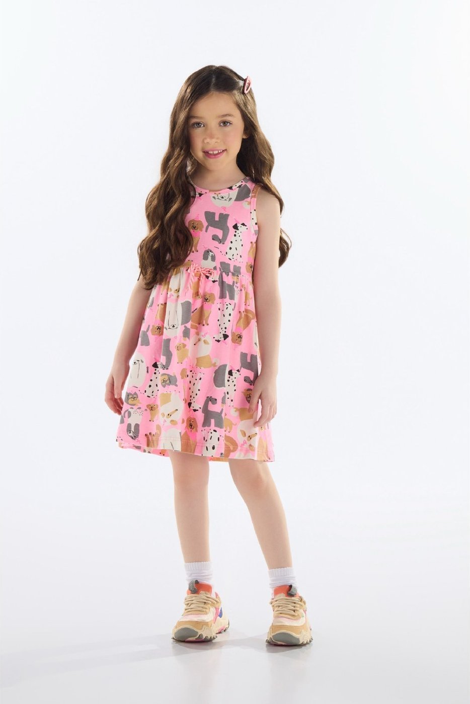 Infantil - Vestido de Cachorrinhos em Cotton Quimby