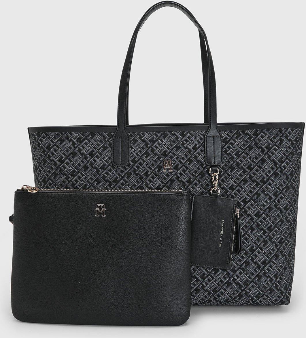 Imagem principal Kit Bolsa Feminina Tommy Hilfiger Monograma Preta preto Tommy Hilfiger preto