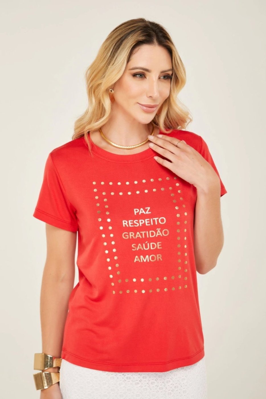 Imagem principal T-Shirt D Bell Outlet Fashion Tshirt Especial Foil - Paz Respeito Gratidão amarelo D BELL OUTLET FASHION amarelo