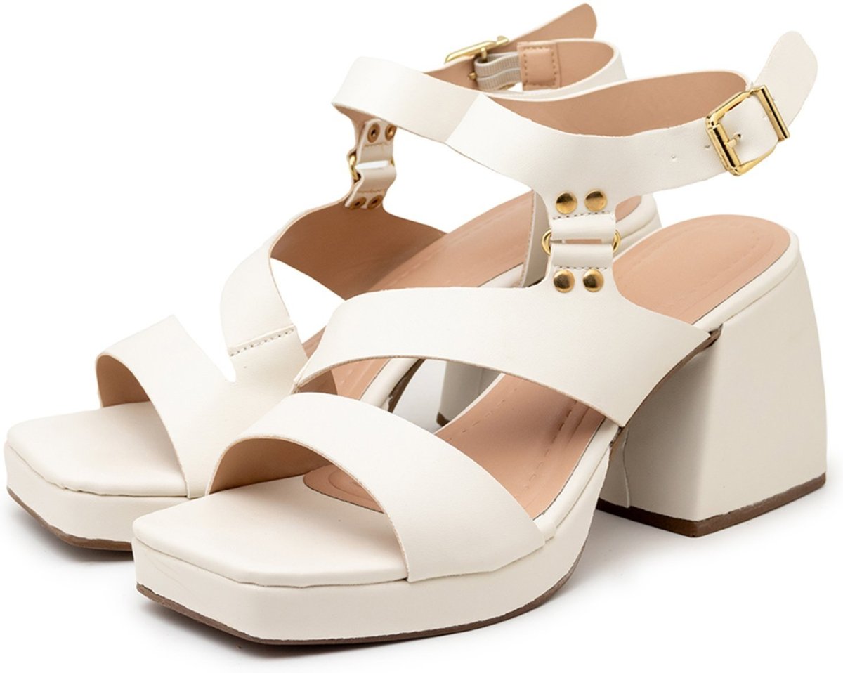 Imagem principal Sandália Feminina Meia Pata Salto Grosso 195009 Napa Off white Flor da Pele off-white white Flor da Pele off-white white