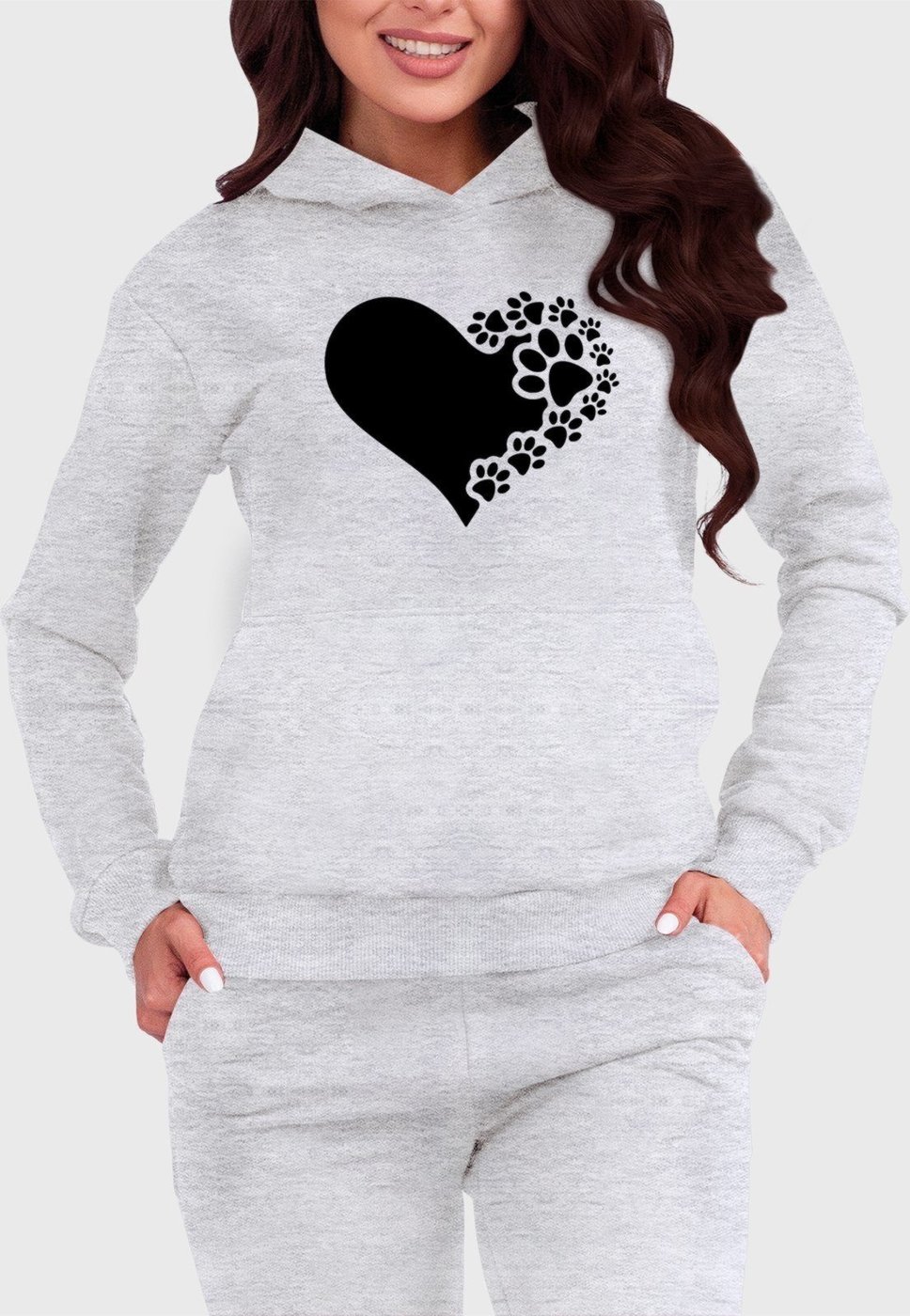 Imagem principal Blusa de Frio Moletom Flanelado Benellys Coração de Patas Canguru Claro cinza Benellys cinza