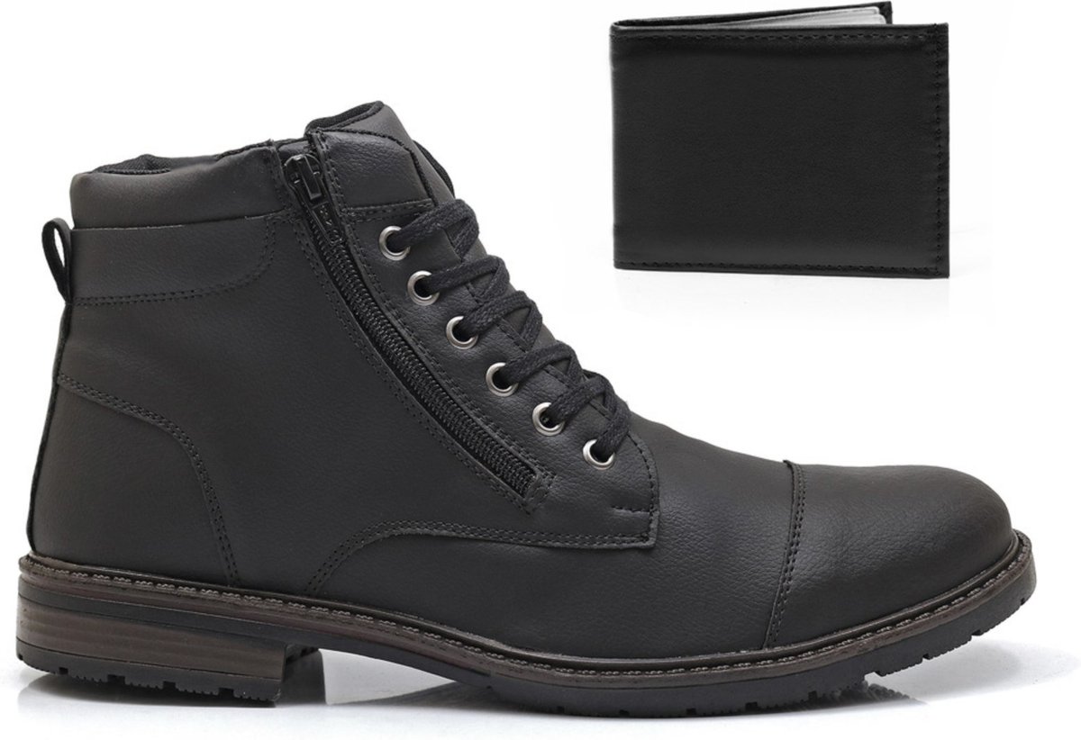 Imagem principal Bota Coturno Masculina Épico Casual Zíper Conforto Leve Com Carteira ÉPICO CALÇADOS preto ÉPICO CALÇADOS preto