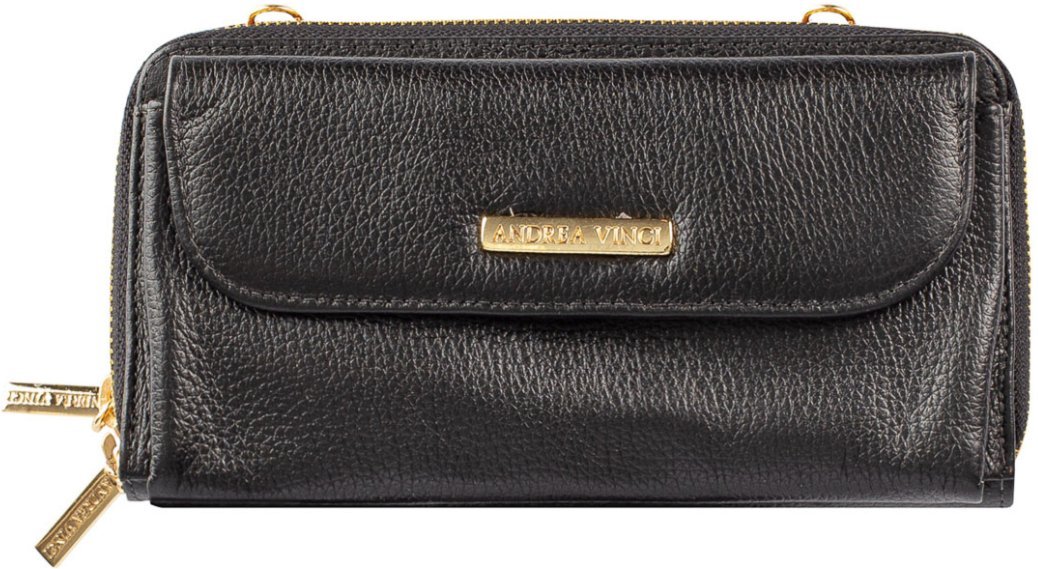 Imagem principal Carteira feminina de couro liso com alça Tania 10,5x19cm Andrea Vinci vermelho Andrea Vinci vermelho