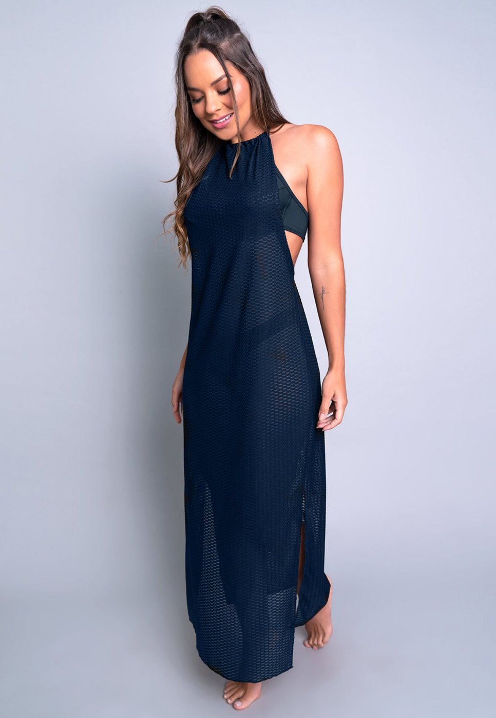 Imagem principal Saída De Praia MVB Modas Longa Vestido Moda Praia Azul azul marinho Mvb Modas azul marinho