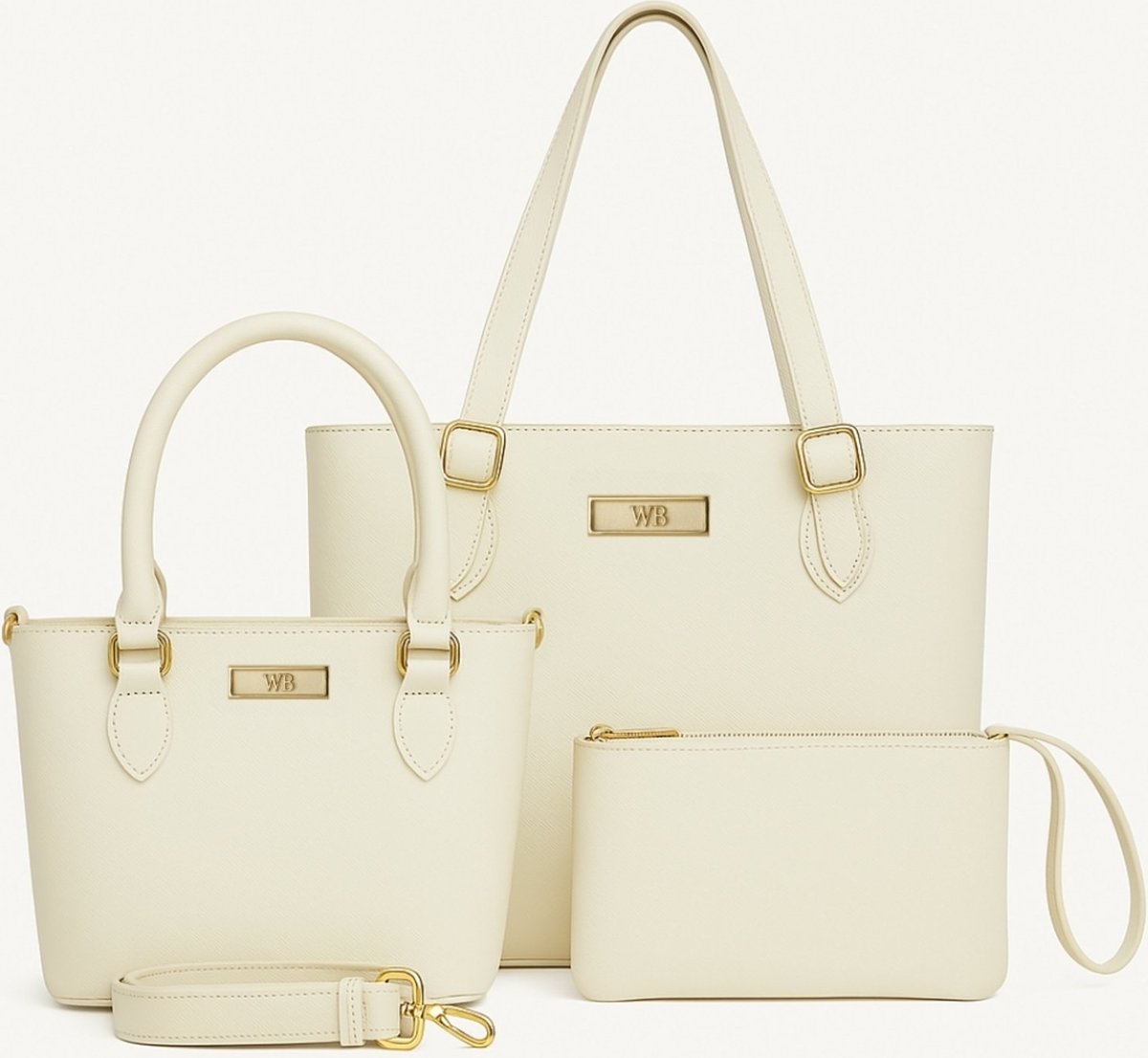 Imagem principal Kit 3 Peças Bolsa Shopper Com Alça De Ombro Bolsa Média TiraColo Ajustável E Nécessaire- Gelo WILLIBAGS branco/off-white WILLIBAGS branco/off-white