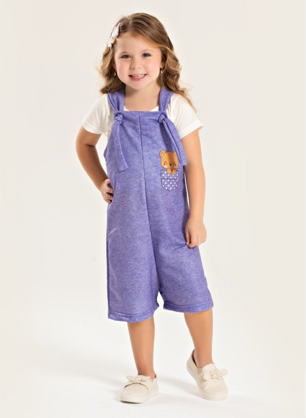 Imagem principal Infantil - Conjunto Verão Menina Blusa e Macaquinho Ursinho no Bolso Molekada rosa Molekada rosa