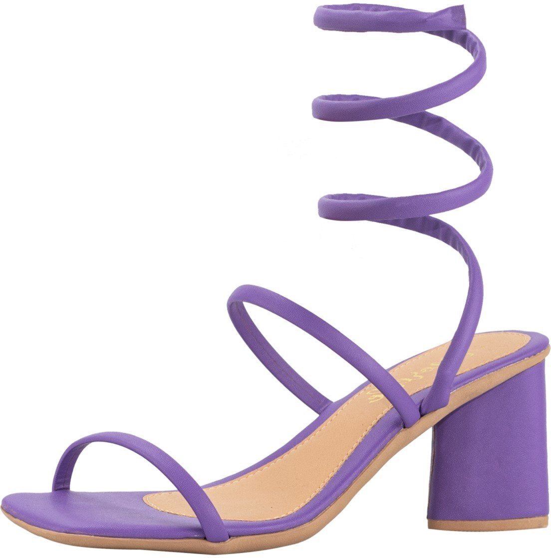 Imagem principal Sandália Feminina Amarração Espiral Tiras Salto Grosso Iris Amorelle roxo Amorelle roxo