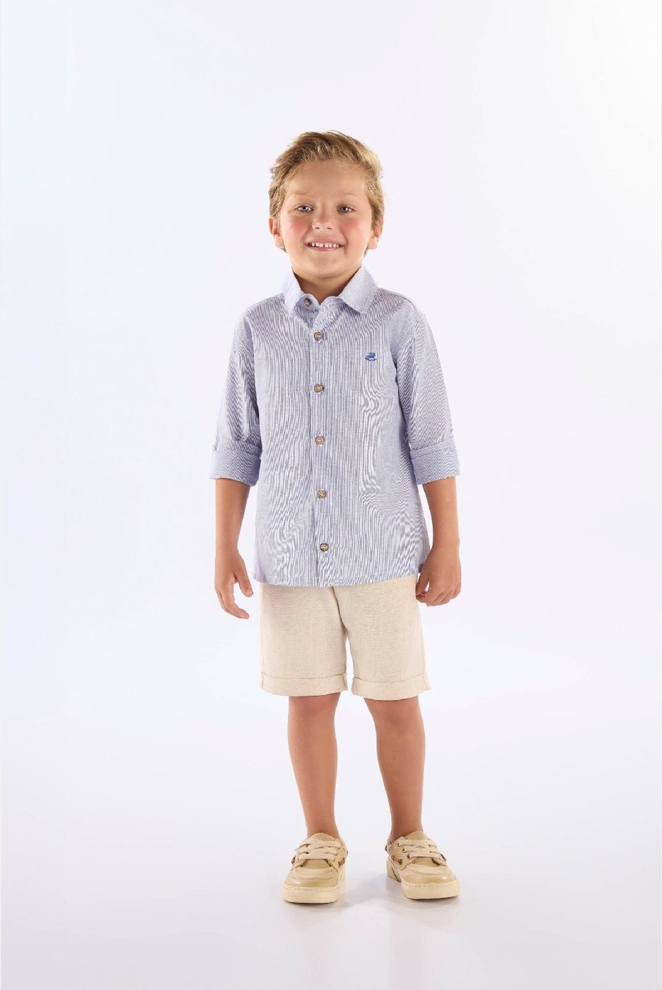 Imagem principal Infantil - Camisa Menino em Linho Listrado Up Baby azul Up Baby azul