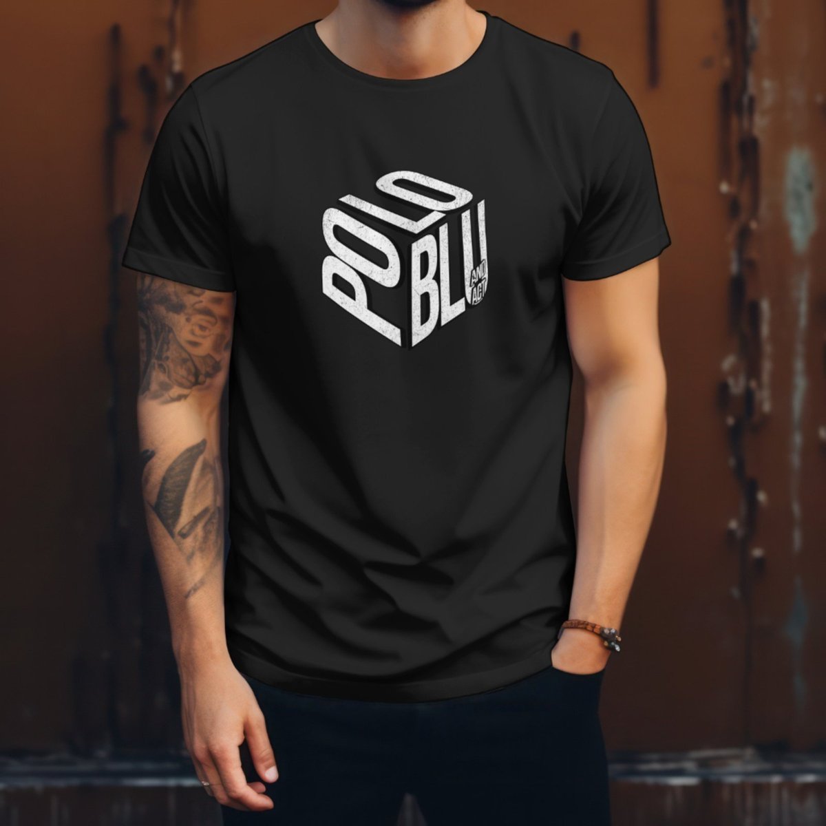 Imagem principal Camiseta Masculina Malha Algodão Moderna e Estampada Preta do ao G1 Polo Blu preto Polo Blu preto