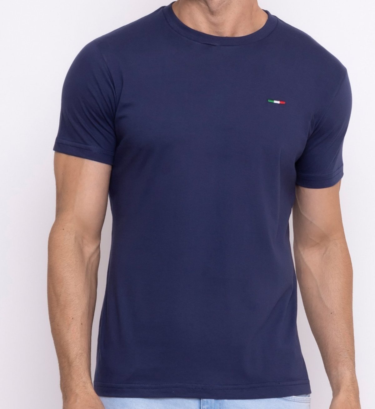 Imagem principal Camiseta Masculina Básica Industrie com Bordado no Estilo Tommy Algodão Premium Itália Marinho azul marinho Industrie azul marinho