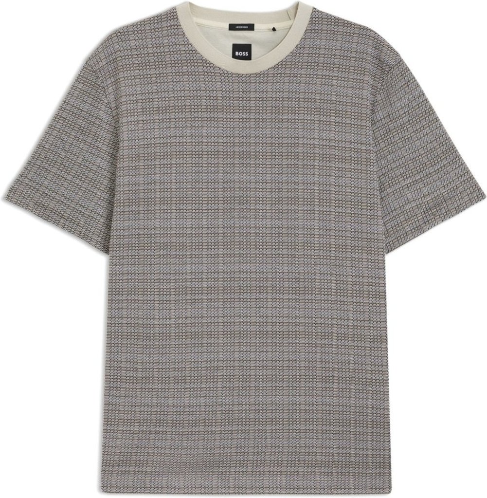 Imagem principal Camiseta Em Algodão Mercerizado Com Padrão Em Grelha Boss branco Boss branco