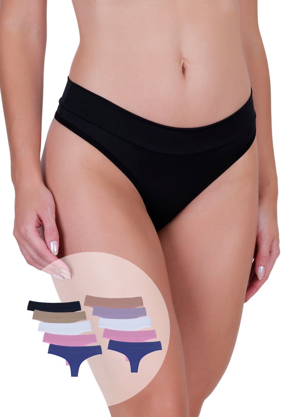 Imagem principal Kit 10 Calcinhas Femininas Fio Microfibra Atlética Cós Duplo Concept Lingerie multicolorido Concept Lingerie multicolorido