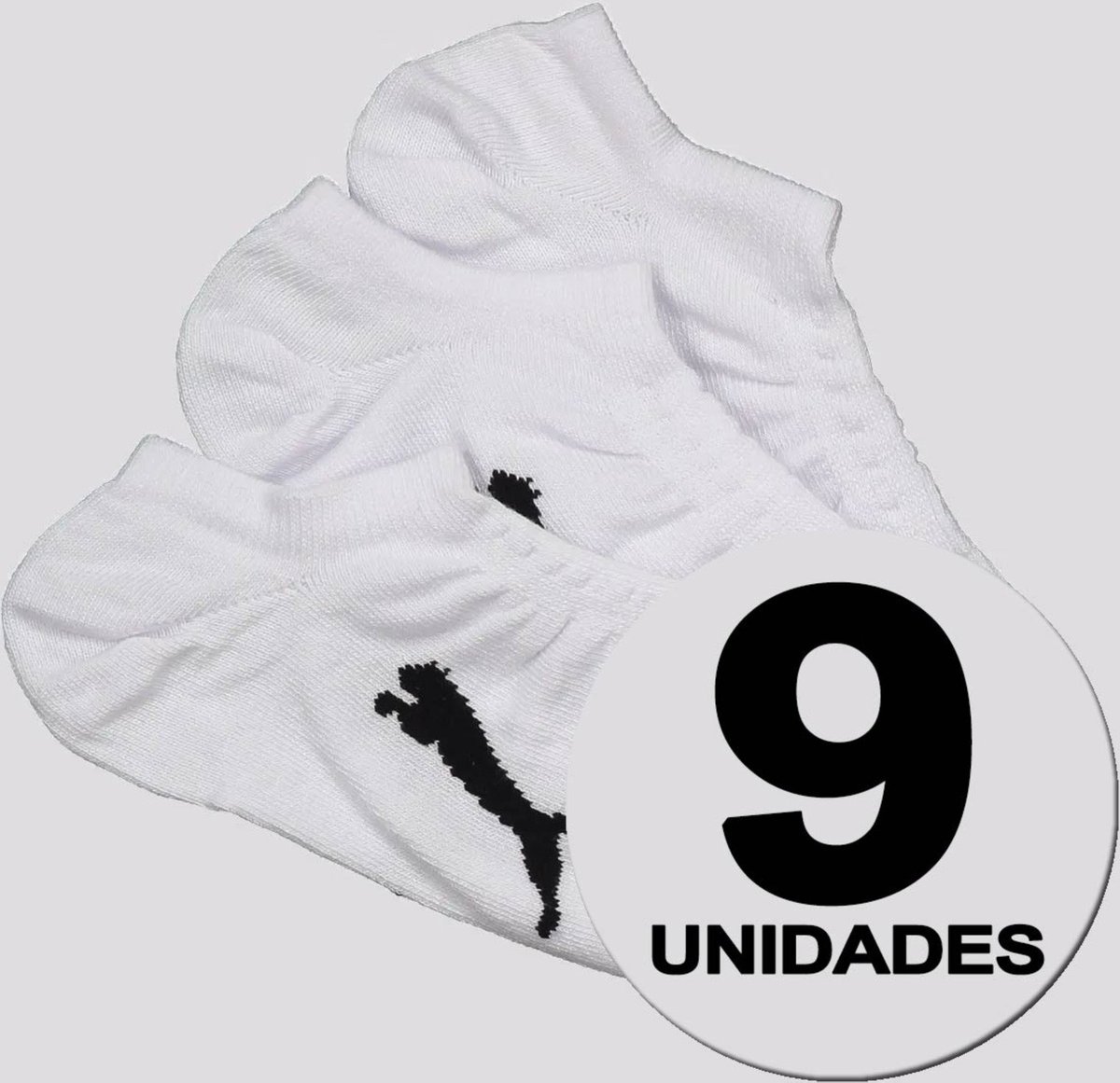 Kit Meia Puma Sapatilha Invisível 9 Pares Feminina Branca