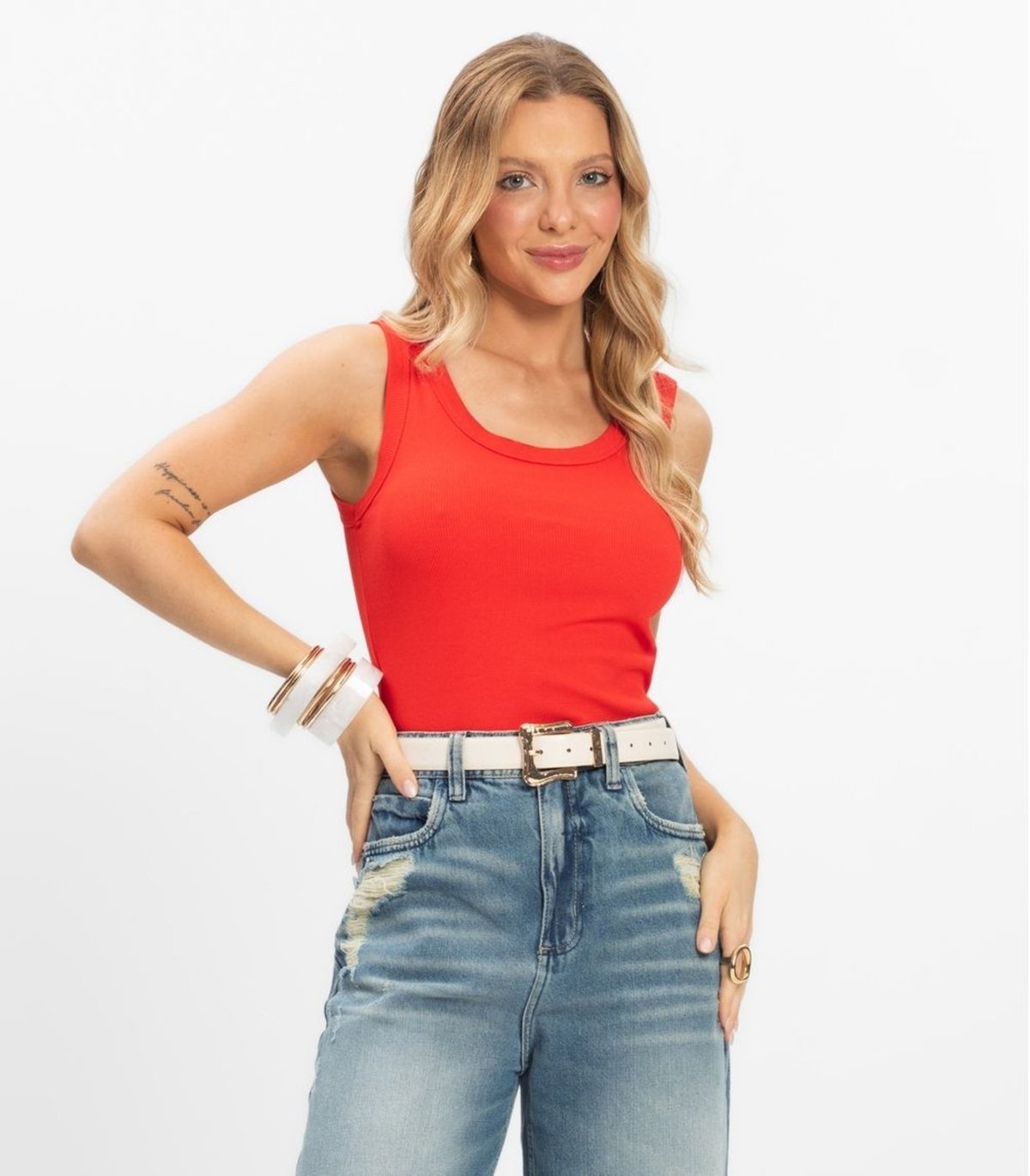 Imagem principal Regata em Ribana de Viscose Rovitex Rovitex Básicos laranja Rovitex Básicos laranja