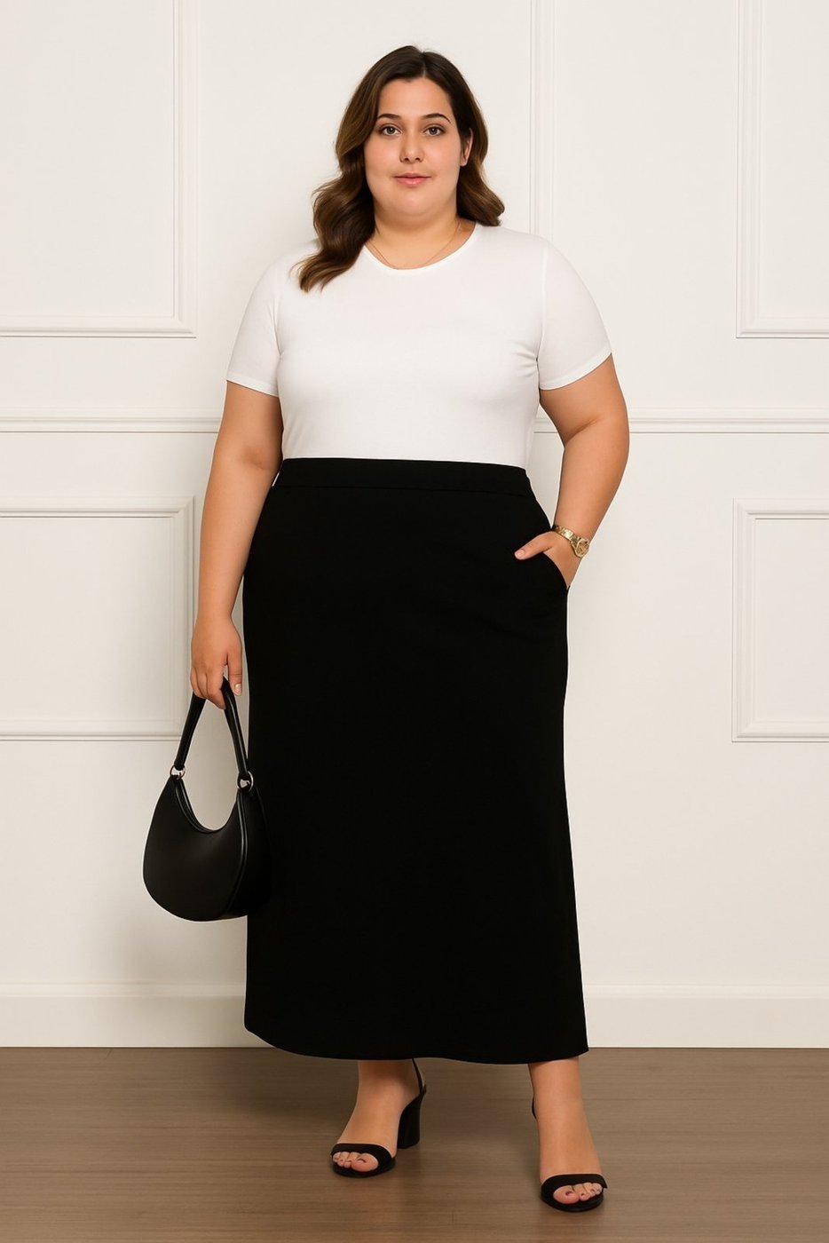 Saia Longa de Viscolycra Zipituka Plus com Bolsos