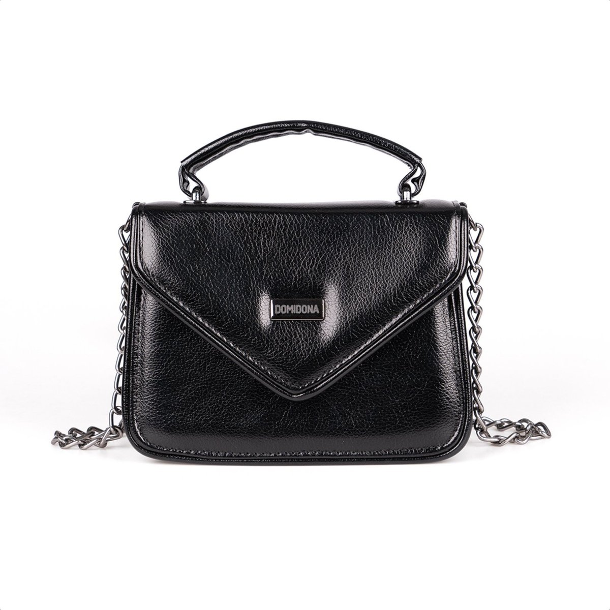 Bolsa Feminina Domidona Tiracolo Metalizada Corrente Alça Ajustável