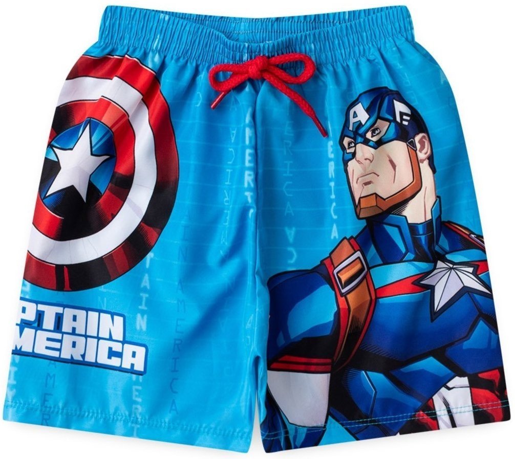 Imagem principal Infantil - Bermuda Disney Masculino Tactel Praia Capitão América Marvel azul Marvel azul