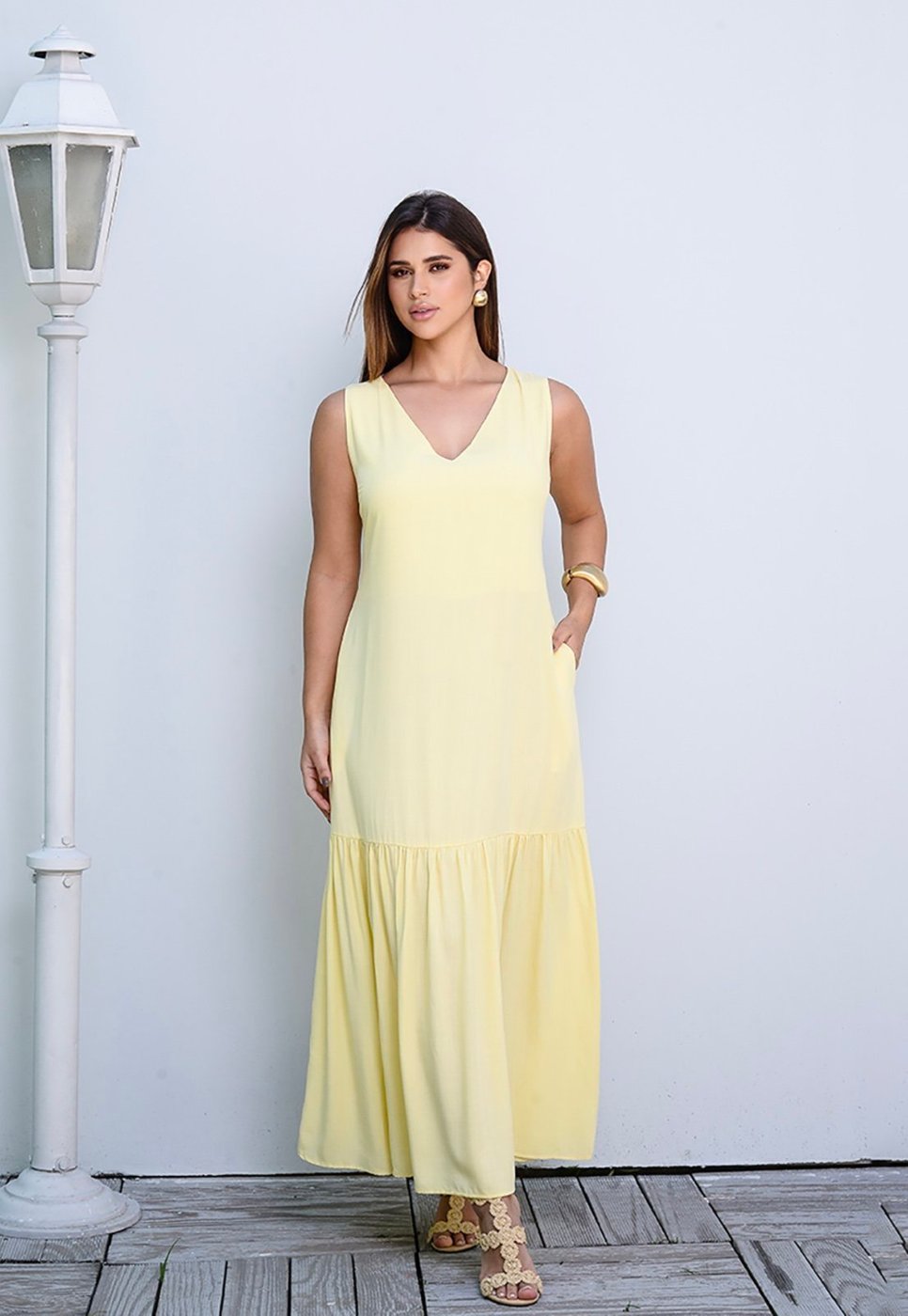 Vestido Longo com Barra Franzida BBonnie Isabelly