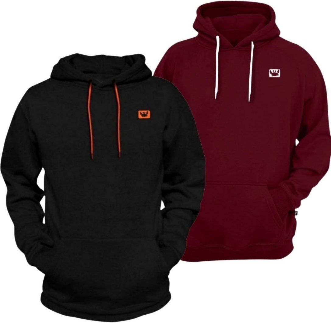 Imagem principal Kit 2 Blusas De Moletom Relaxado Casaco Com Bolso Canguru E Capuz preto Relaxado preto