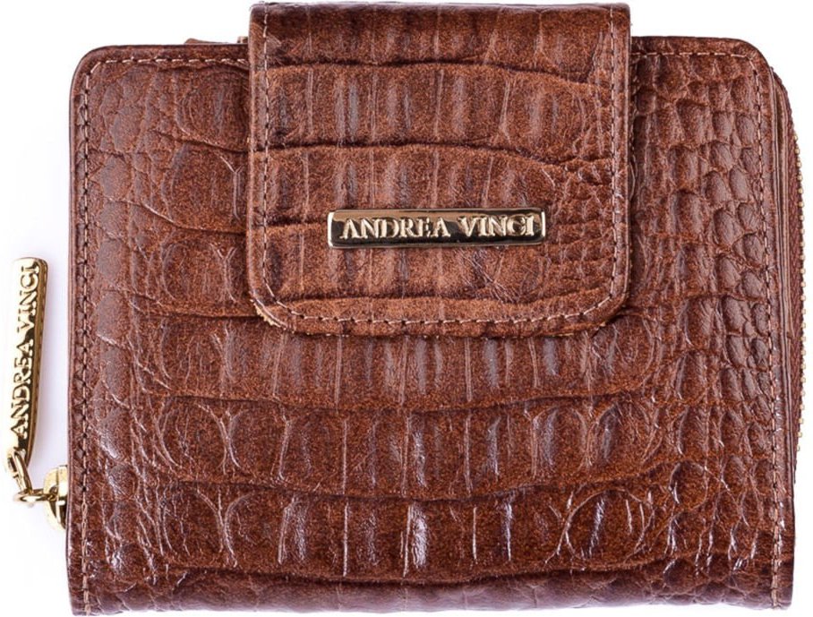 Imagem principal Carteira feminina de couro croco Lolla 10x13cm - Whisky Andrea Vinci vermelho Andrea Vinci vermelho