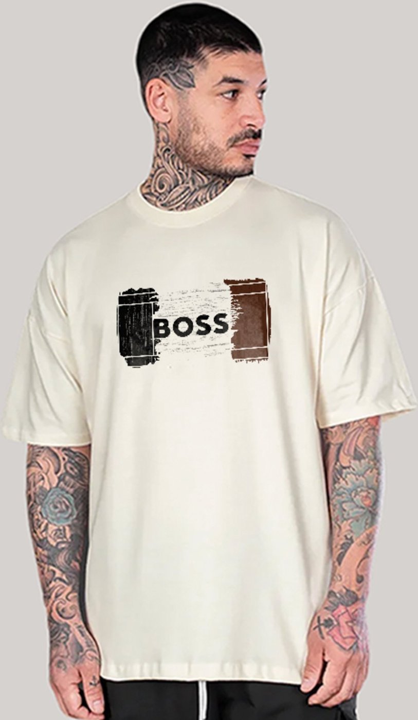 Imagem principal Camiseta Oversized Estampa Boss Visual Urbano Casual Off White ousy off-white white ousy off-white white