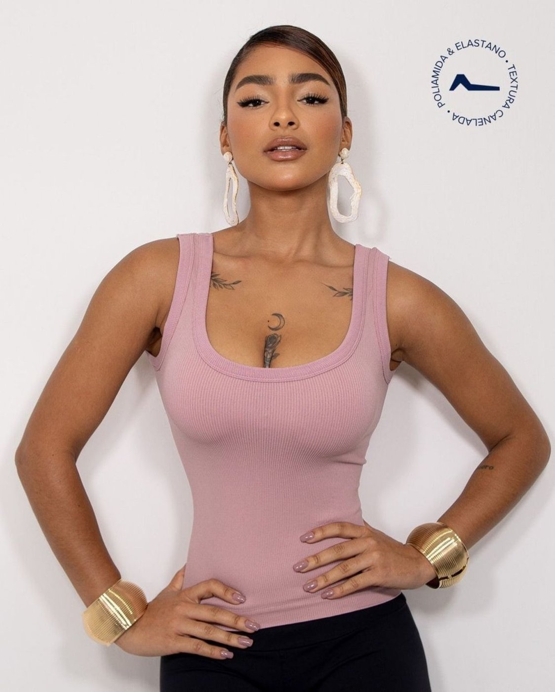 Imagem principal Regata Feminina Poliamida Canelada 99193 Rose Consciência rosa rose Consciência rosa rose