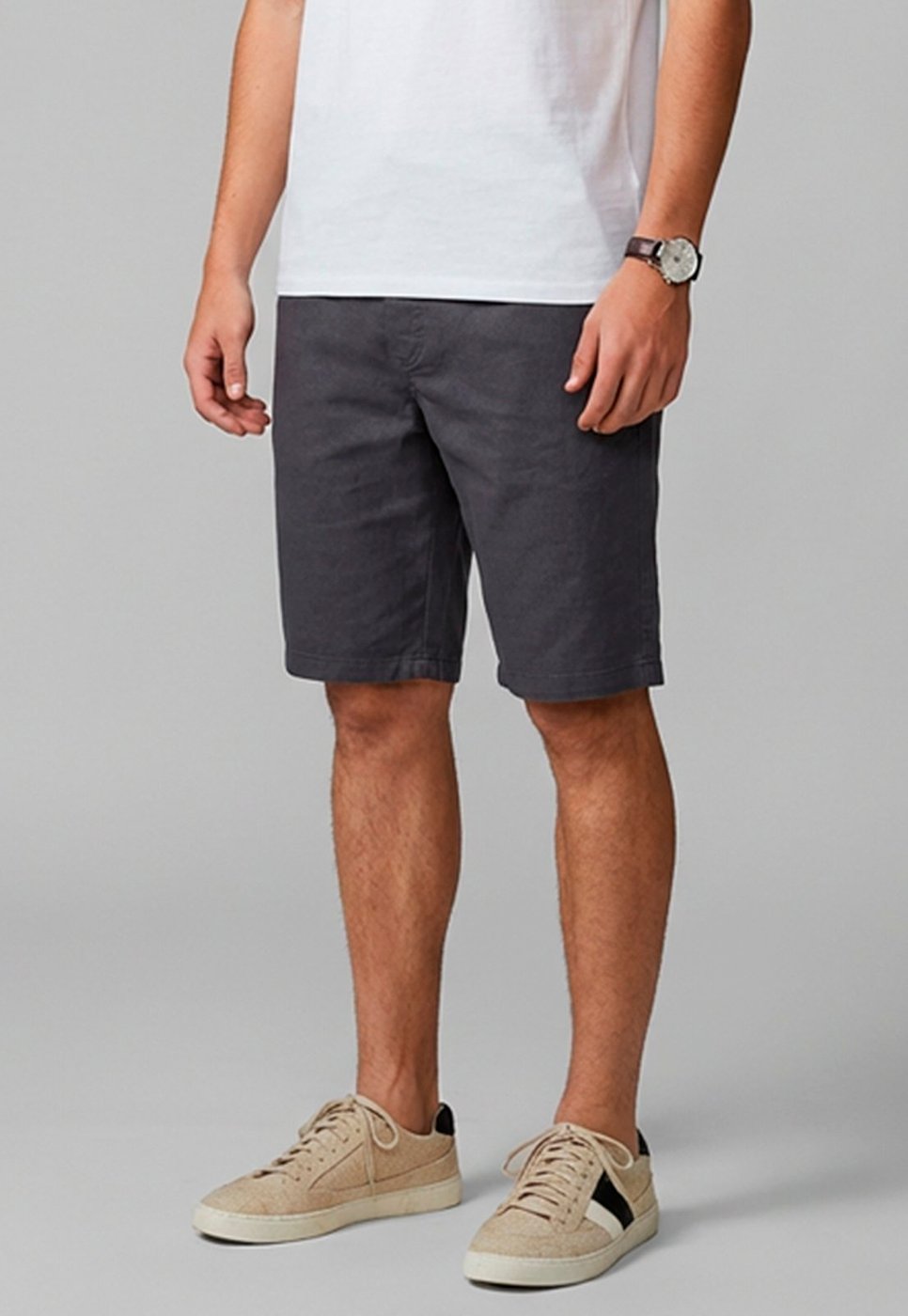 Imagem principal Bermuda Masculina Sarja Cós Elástico Casual Confortável Estilo Urbano Escuro Macaw cinza Macaw cinza