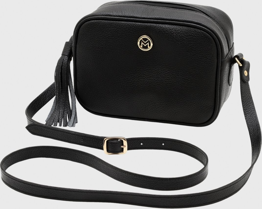 Bolsa Transversal de Couro Mariart Titânio Preta
