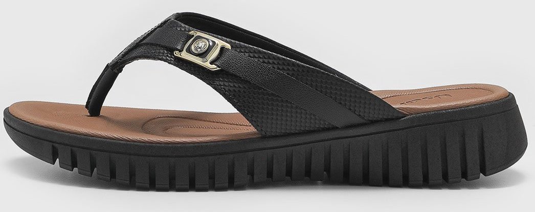 Rasteira Feminina Usaflex Detalhe Metálico Preta