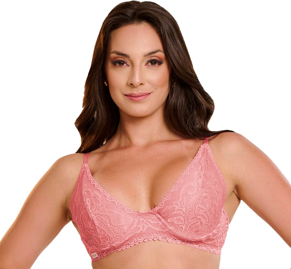 Imagem principal Sutiã Rendado Gabi Lingerie Meia Taça com Aro Sem Bojo Poliamida rosê Gabi Lingerie rosê