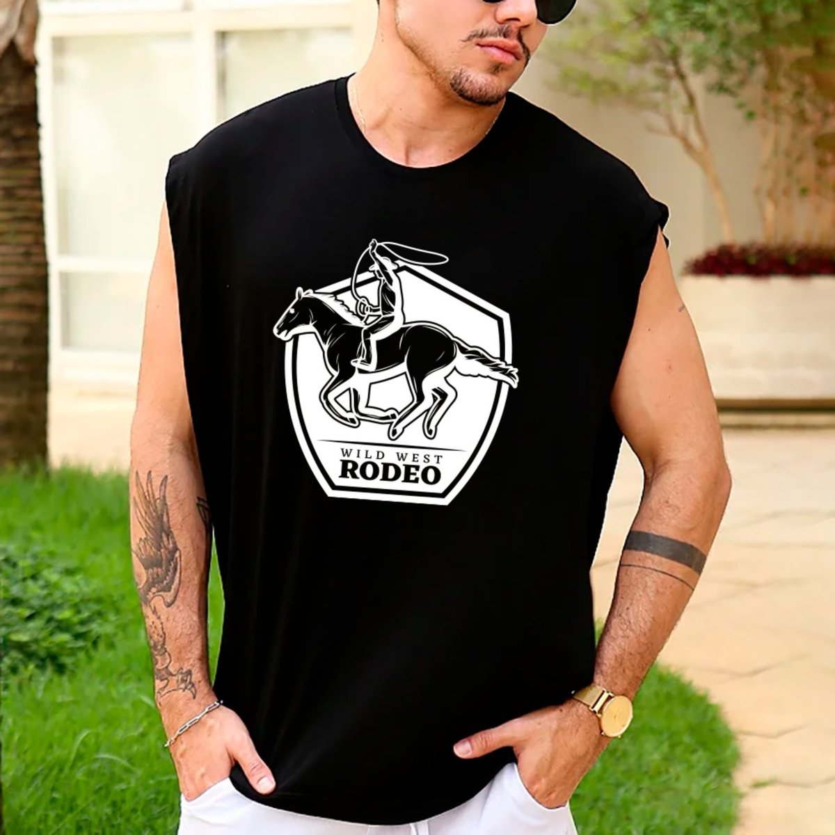 Imagem principal Camiseta Regata Machão Country Wild West Rodeo Visual Exclusivo Masculina ousy preto ousy preto
