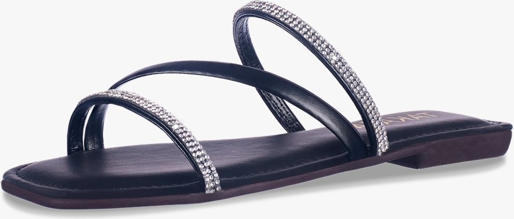 Imagem principal Sandália Rasteira Feminina Flat Tira Cristal com Brilho Moda Verão Confortável TAKATA BY RAFAEL TAKATA preto TAKATA BY RAFAEL TAKATA preto