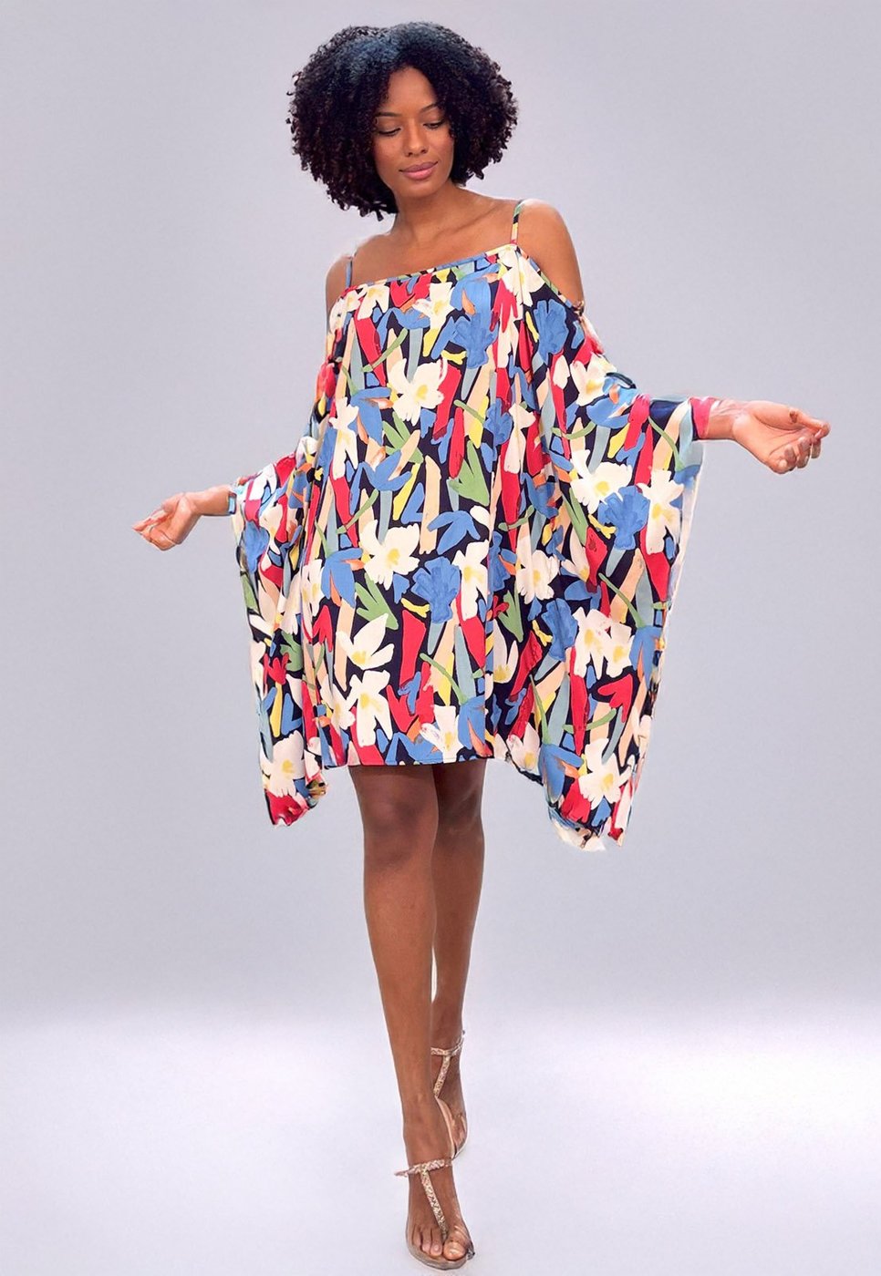 Vestido Kaftan Garaguá Canário Estampa Floresce