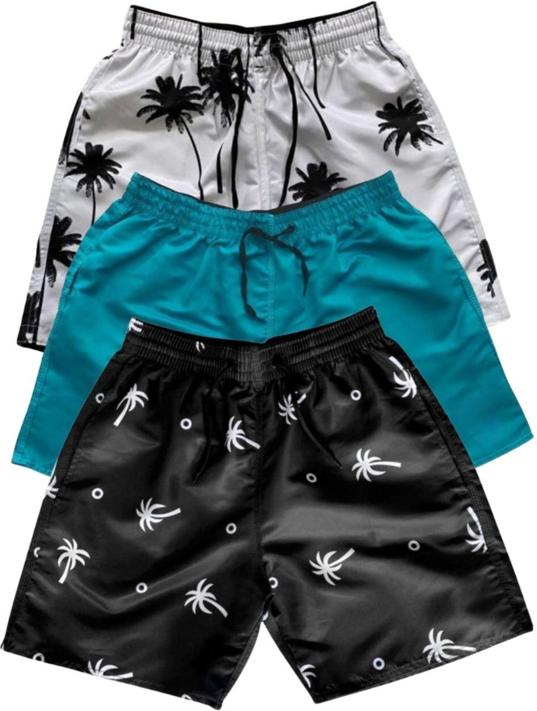 Kit 3 Bermudas Plus Size Tactel Moda Praia Com Bolsos20