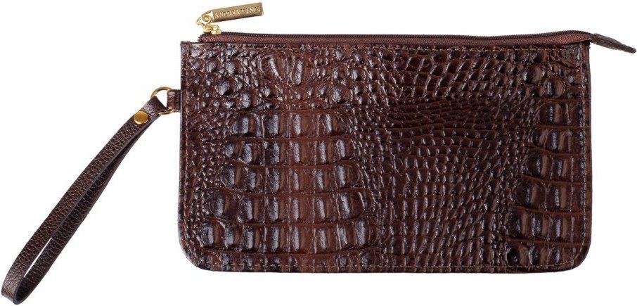 Necessaire de couro com alça Nitty 11,5x20,5cm - Café