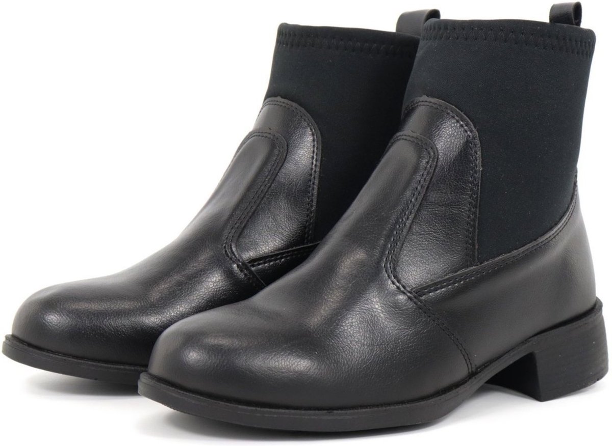 Bota Cano Curto Feminina Casual com Elastico Urbana Confortável Preta