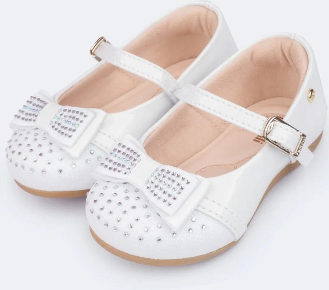 Imagem principal Infantil - Sapato Pampili Mini Angel Laço Duplo Strass Verniz 18 PKT branco PKT branco