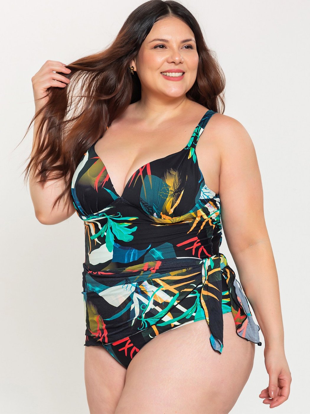 Maiô Plus Size Orla da Praia Feminino Com Saia Saída Praia Bojo Com Aro Verde